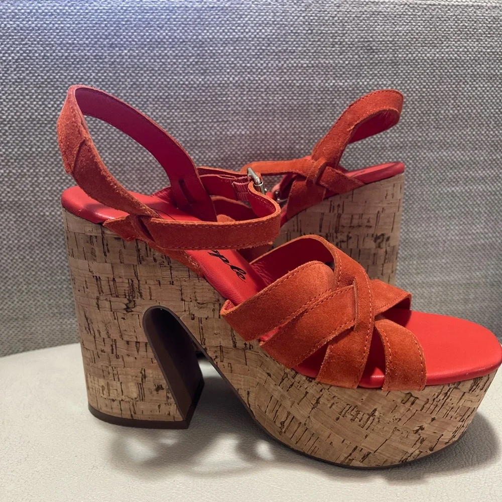Free People Lisbon MJ Leather Platform Ankle Strap Sandals Size 36